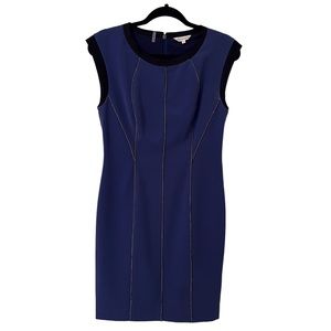 Rebecca Taylor Size 4 Blue Career Business Stretchy Bodycon Chain Sheath Dress